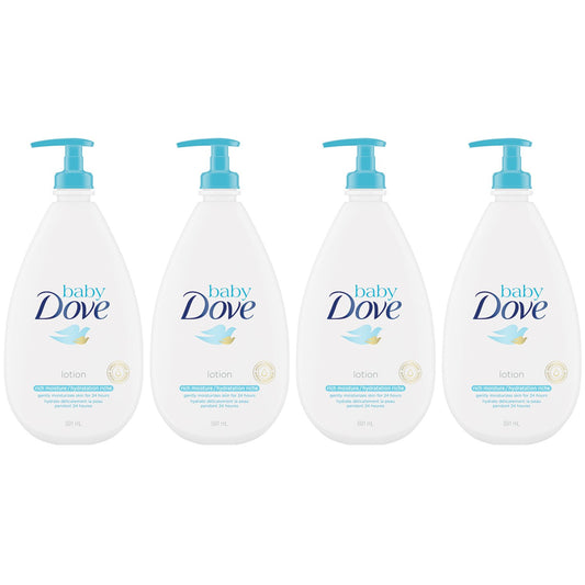 Baby Dove Sensitive Skin Care Hypoallergenic Lotion with Skin-natural Nutrients Rich Moisture Baby Lotion Free of Parabens, Phthalates, Dyes and Sulfates 591 ml (Pack of 4)