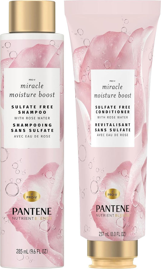 Pantene Nutrient Blends Miracle Moisture Boost Rose Water Shampoo and Conditioner Dual Pack for Dry Hair, Sulfate Free, 237 ml (Pack of 1)