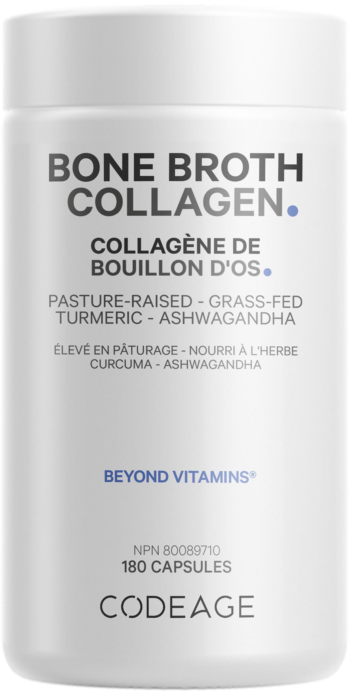 Codeage Organic Bone Broth Collagen Capsules Grass Fed - Pasture Raised Chicken Bone Broth Collagen - 180 Capsules