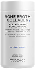 Codeage Organic Bone Broth Collagen Capsules Grass Fed - Pasture Raised Chicken Bone Broth Collagen - 180 Capsules