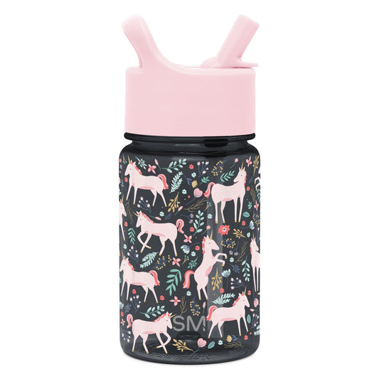 Simple Modern Kids Water Bottle with Straw | Leak Proof Tritan Plastic BPA-Free for Toddler, Girls, Boys | Summit Collection | 12oz | Unicorn Fields