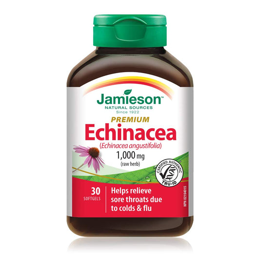 Jamieson Premium Echinacea 1,000 mg Softgels - Gluten-Free, 30 Count (Pack of 1)
