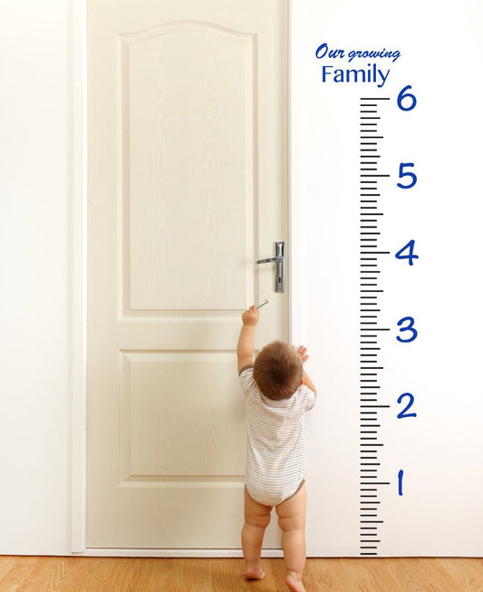 Giant Vinyl Growth Chart Kit | Kids DIY Height Wall Ruler Large Measuring Tape Sticker Number Decal Sticker (Dark Blue, 73x23 inches)