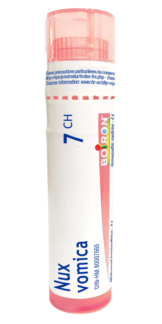 Boiron Nux vomica (colubrina) 7ch,Homeopathic medicine. Each tube contains 4 g (approximately 80 pellets)