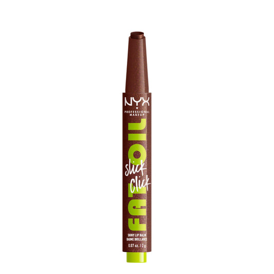 NYX PROFESSIONAL MAKEUP, Fat Oil Slick Click, Balm in a stick, Infused with nourishing oils, High shine finish - Trending Topic (Brown)