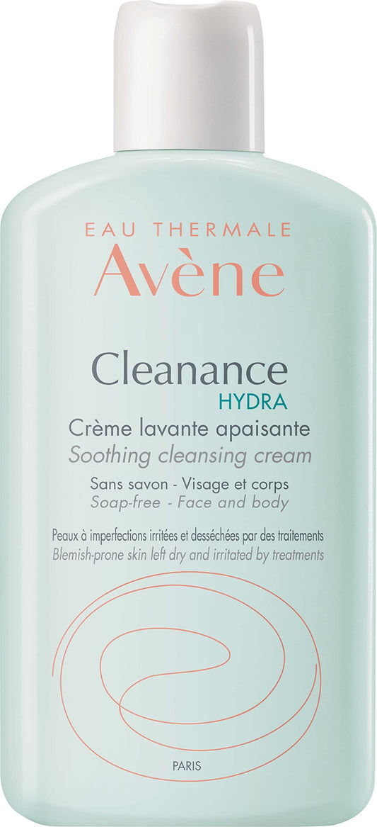 Eau Thermale Avène Cleanance HYDRA Cleansing Soothing Cream, Soap-free Face cleanser, Adjunctive Care for Drying Acne Treatment, 200 ml