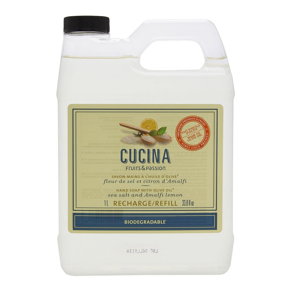 Cucina Hand Soap Refill with Olive Oil by Fruits & Passion - Sea Salt and Amalfi Lemon - 1L
