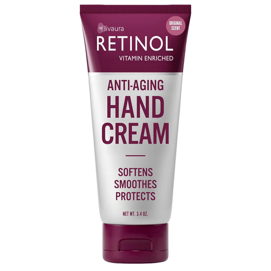 Retinol LIVAURA Anti-Aging Hand Cream – Lotion for Dry Cracked Hands, Best Moisturizing Hand Lotion for Women & Men, Travel Size Hands Cream, Non Greasy Moisturizer for Dry Hands