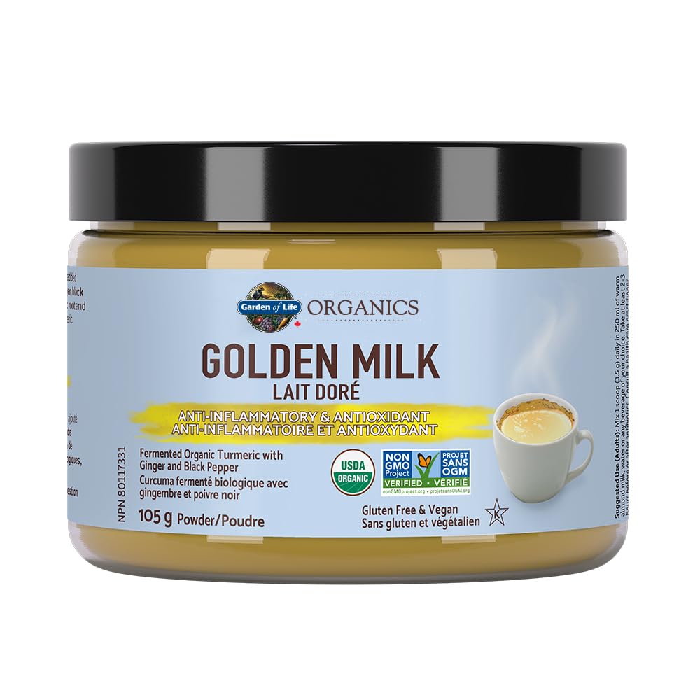 Garden of Life Organics Golden Milk Anti-Inflammatory & Antioxidant Powder - 44mg Turmeric Curcumin (95% Curcuminoids), Ashwagandha - Organic Non-GMO Vegan & Gluten Free Herbal Supplement, 30 Servings