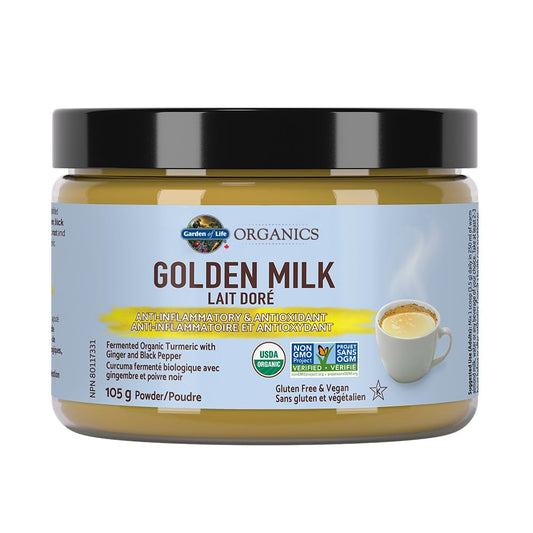 Garden of Life Organics Golden Milk Anti-Inflammatory & Antioxidant Powder - 44mg Turmeric Curcumin (95% Curcuminoids), Ashwagandha - Organic Non-GMO Vegan & Gluten Free Herbal Supplement, 30 Servings
