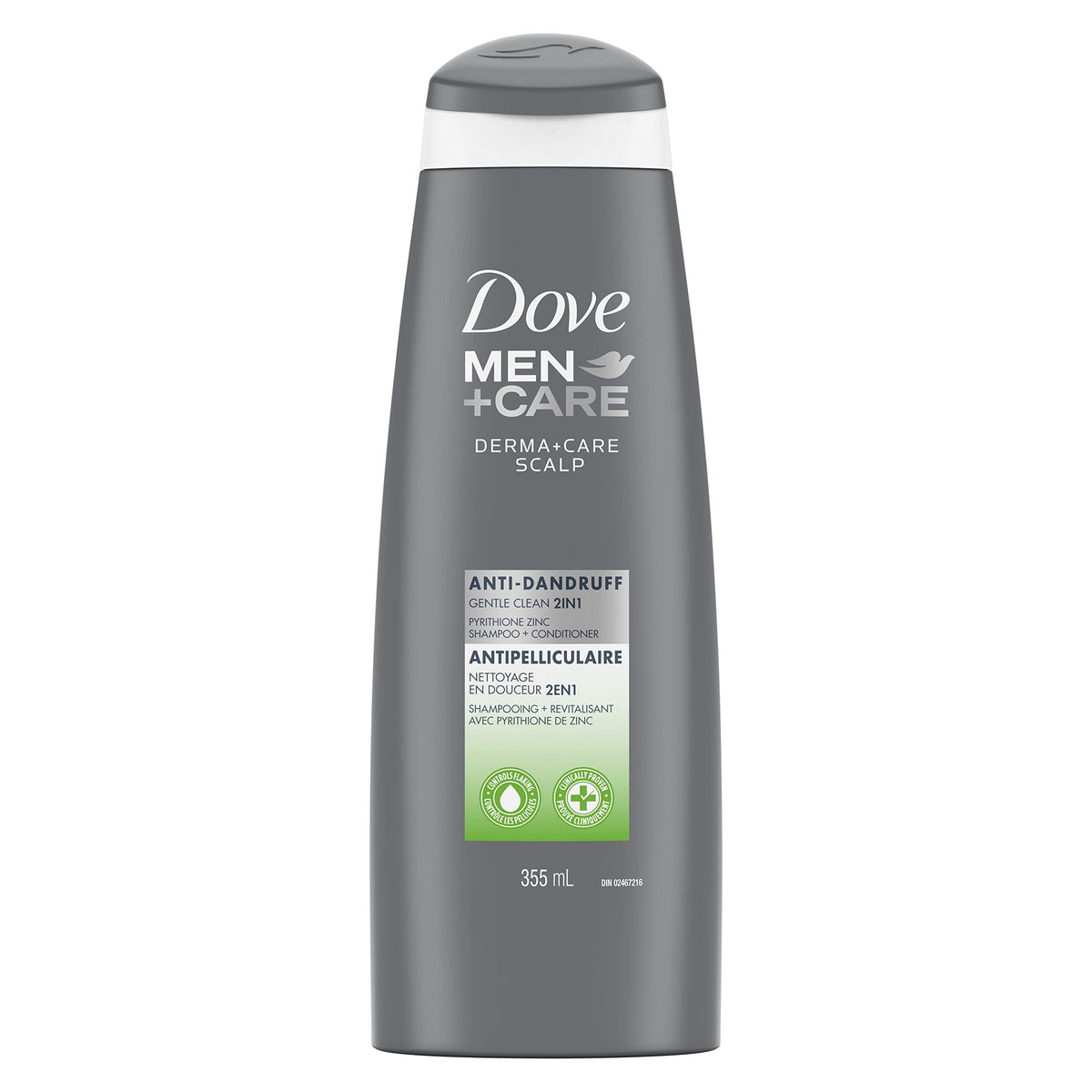 Dove Men + Care Derma+Care Scalp Gentle Clean 2in1 Shampoo & Conditioner Clincially Proven to Fight Dandruff with Pyrithione Zinc 355 ml