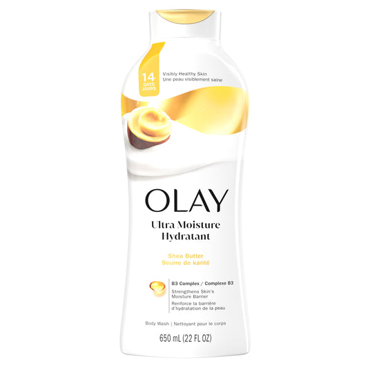Olay Body Wash Ultra Moisture Shea Butter, Free from Parabens, 650 mL