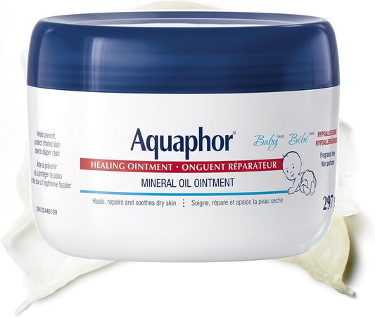 Aquaphor Baby Healing Ointment for Baby's Sensitive Skin, Multipurpose Ointment Helps Prevent Diaper Rash, Fragrance Free, Non Greasy and Non Comedogenic Body Moisturizer, 297g