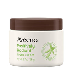 Aveeno Positively Radiant Night Cream; Neck & Face Moisturizer with Tone Correcting Soy & Niacinamide, Overnight Face Mask & Dull Skin & Dark Spot Corrector Evens Skin Tone & Texture, 1.7 Fl Oz