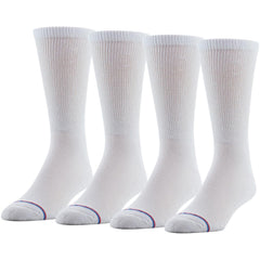 PEDS Women's Diabetic Crew Socks with Non-Binding Top and Cushion Sole 4 Pairs, White, 7-10