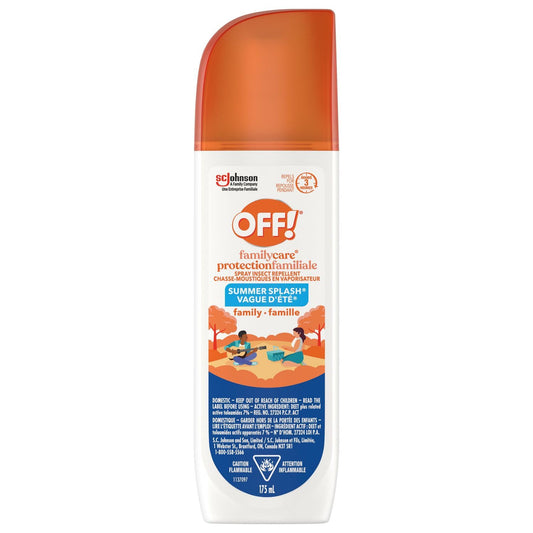 OFF! FamilyCare Insect and Mosquito Repellent, Bug Spray with 7% Deet, Ideal Camping, Hiking, and Hunting Essentials, Bug Repellent Safe for Clothing, Summer Scent, 175mL (Packaging May Vary)