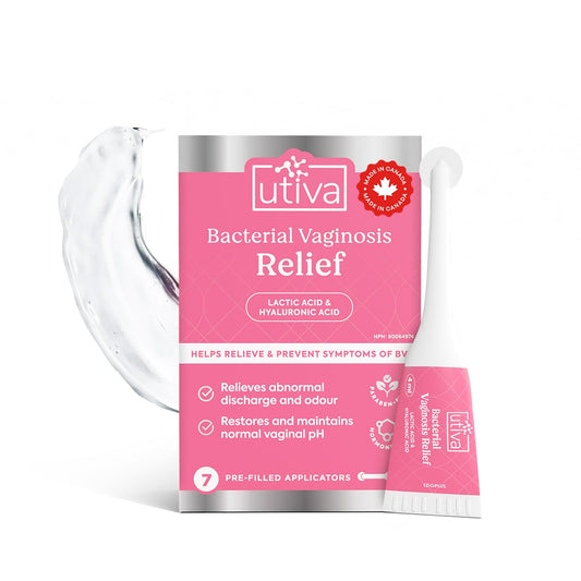 Utiva Bacterial Vaginosis Relief - 7-Prefilled Vaginal Applicators to Maintain Natural Acidity, Increase Vaginal Moisture & Ease Dryness - Made in Canada