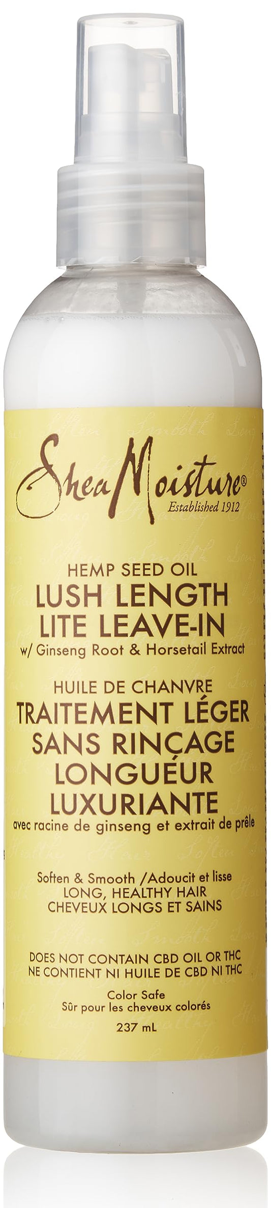 SheaMoisture Sulfate Free Lite Leave-In Detangler Spray for moisturized and soft hair Lush Length hair styling with Ginseng Root & Horsetail Extract 237 ml