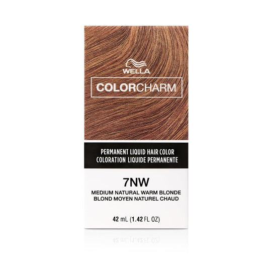COLORCHARM Permanent Liquid Hair Color for Gray Coverage | 7NW Med Natural Warm Blonde | 42 ml - Packaging May Vary
