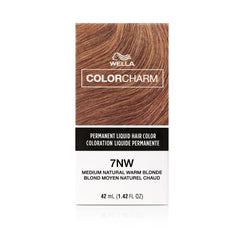 COLORCHARM Permanent Liquid Hair Color for Gray Coverage | 7NW Med Natural Warm Blonde | 42 ml - Packaging May Vary