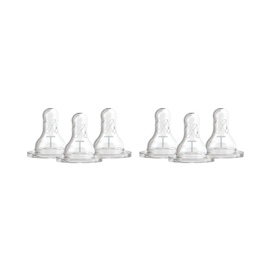 Dr. Brown’s Natural Flow Level T Narrow Baby Bottle Silicone Nipple, Slower Flow, 0m+, 100% Silicone Bottle Nipple, 6-Pack