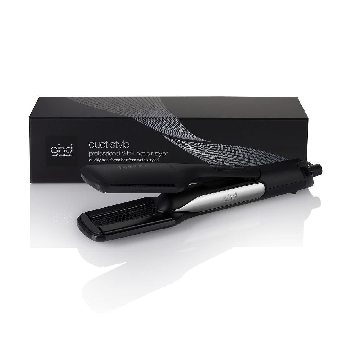 ghd Duet Style | 2-in-1 Flat Iron Hair Straightener + Hair Dryer, Hot Air Styler to Transform Hair from Wet to Styled | Black