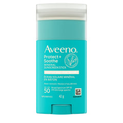 Aveeno Protect + Soothe Mineral Sunscreen Stick SPF 50+ - Sensitive Skin, Quick Drying and Water-Resistant, Sun Protection - Pure Oats & Zinc Oxide, Paraben Free, Broad Spectrum UVA/UVB - 42 Gram