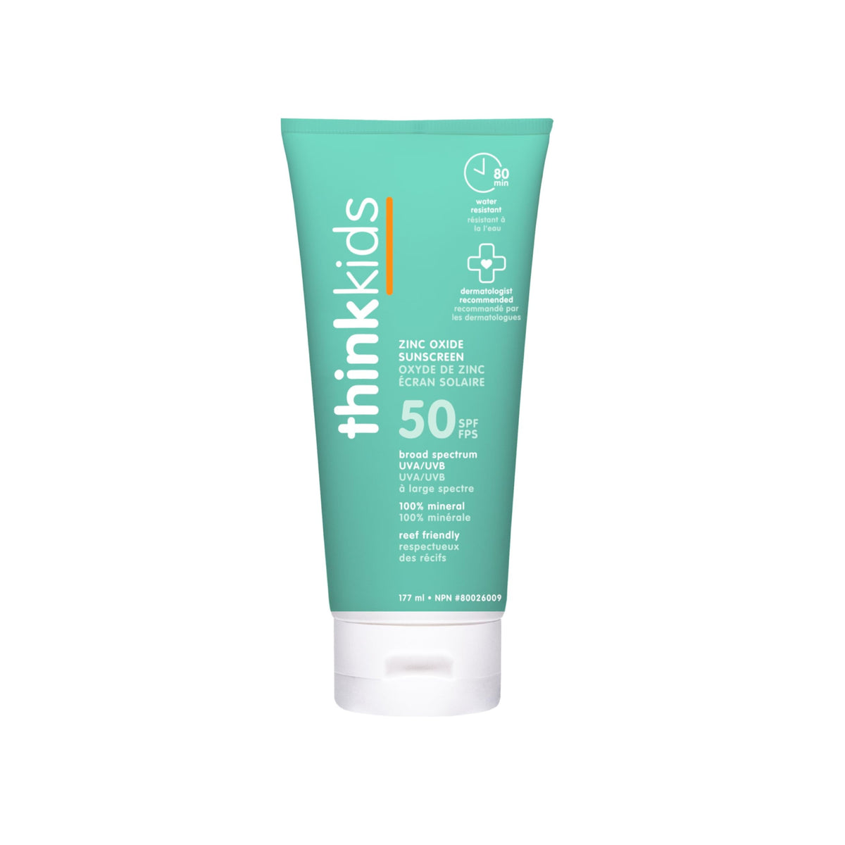 Thinksport Kids SPF 50 plus Mineral Sunscreen. Safe, Natural Sunblock for Children, Water Resistant Sun Cream Broad Spectrum Sun Protection, Vegan, Reef Friendly Sun Lotion, 6oz