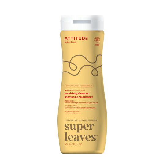 ATTITUDE Nourishing Shampoo for Curly Hair with Moringa Oil, Made in Canada, EWG Verified, Vegan and Naturally Derived, 3a, 3b, 3c Curl Type, Provides Lightweight Moisture to Curls, 473 mL