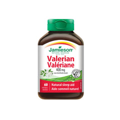 Jamieson Valerian 400 mg, Calming, Melatonin-Free, Natural Herbal-Based Sleep Aid, Reduces Nervousness and Restlessness. Gluten-Free, 60 Softgels, Proudly Canadian