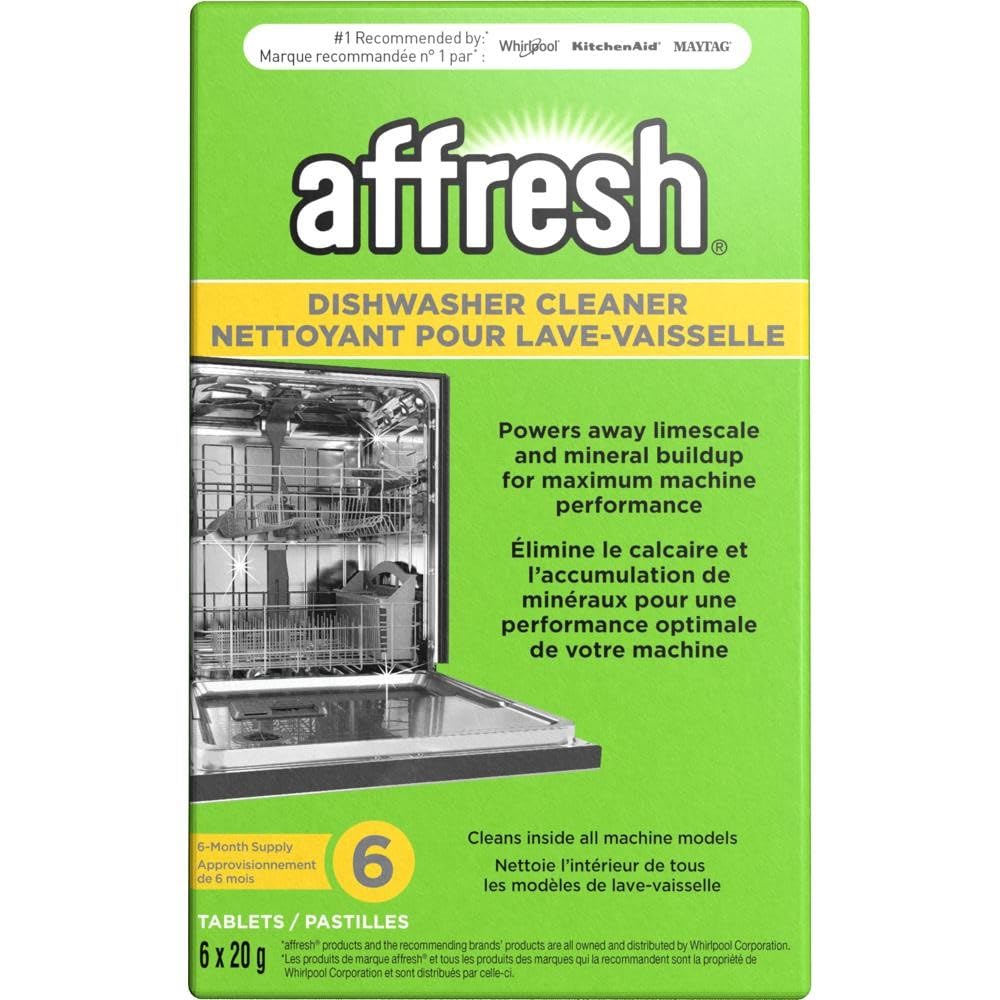 Affresh Dishwasher Cleaner, Helps Power Away Odor Causing Bacteria, Limescale, Mineral Deposits & Grime Inside Pump, Tub & Hoses. 6 Tablets, 6 Month Supply.