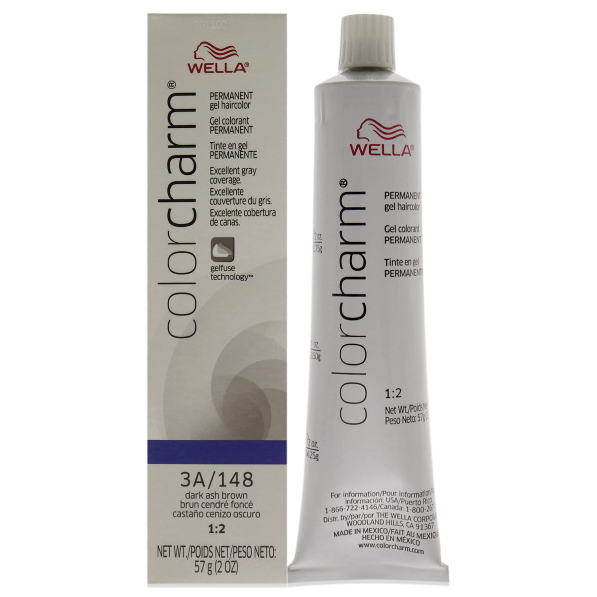 COLORCHARM Permanent Gel| Hair Color for Gray Coverage| 3A Dark Ash Brown| 2 Fl oz.