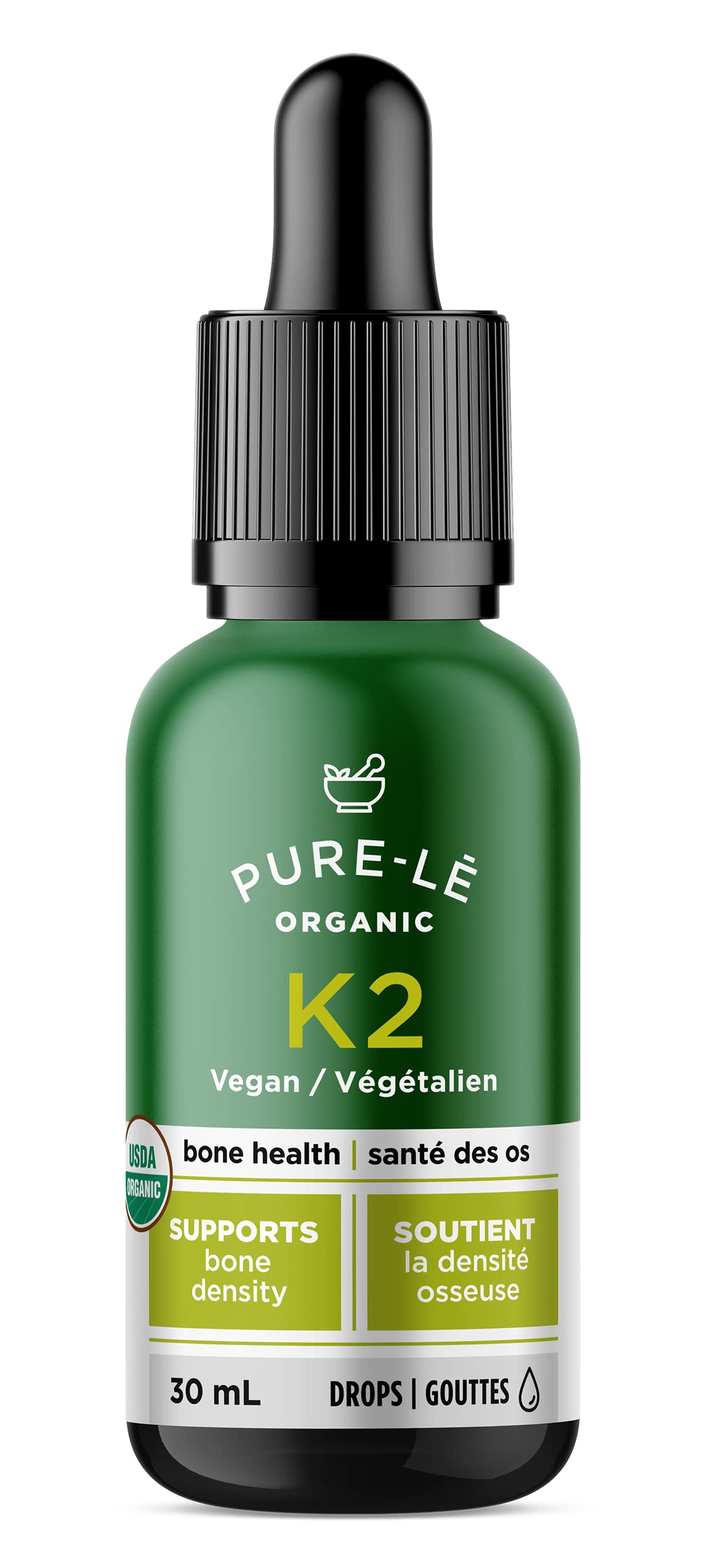 USDA Organic Vitamin K2 (MK-7) drops for your Whole Family - Completely bioavailable - Fast acting for all ages. Kosher, Vegan, Non-GMO. No Side Effects - Ultra Premium Dietary Supplement Made in Canada