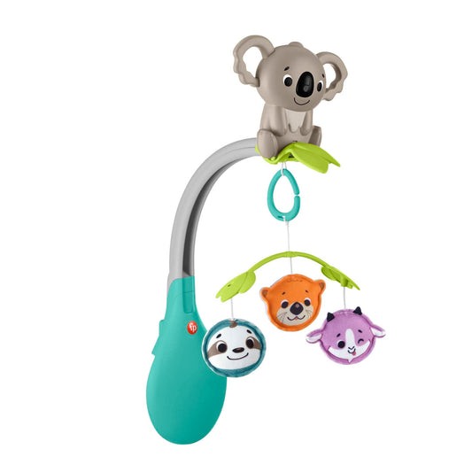 Fisher-Price 3-in-1 Soothe & Play Mobile for use on cribs and strollers with take-along toy for babies from birth and up
