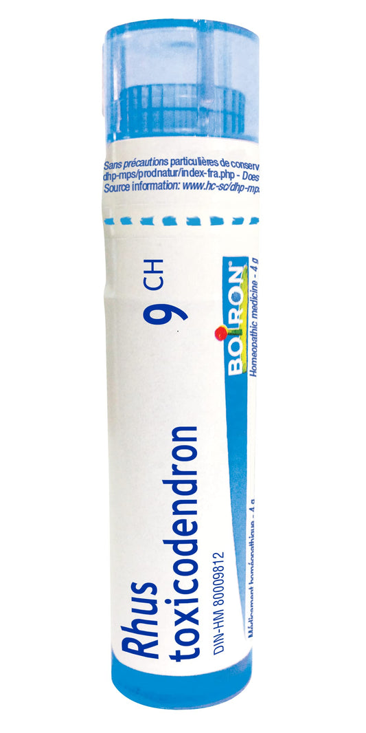 Boiron Rhus toxicodendron 9ch,Homeopathic medicine. Each tube contains 4 g (approximately 80 pellets)