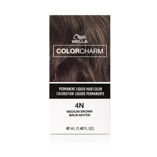 WELLA Color Charm Permanent Liquid Hair Color for Gray Coverage, 4N Medium Brown