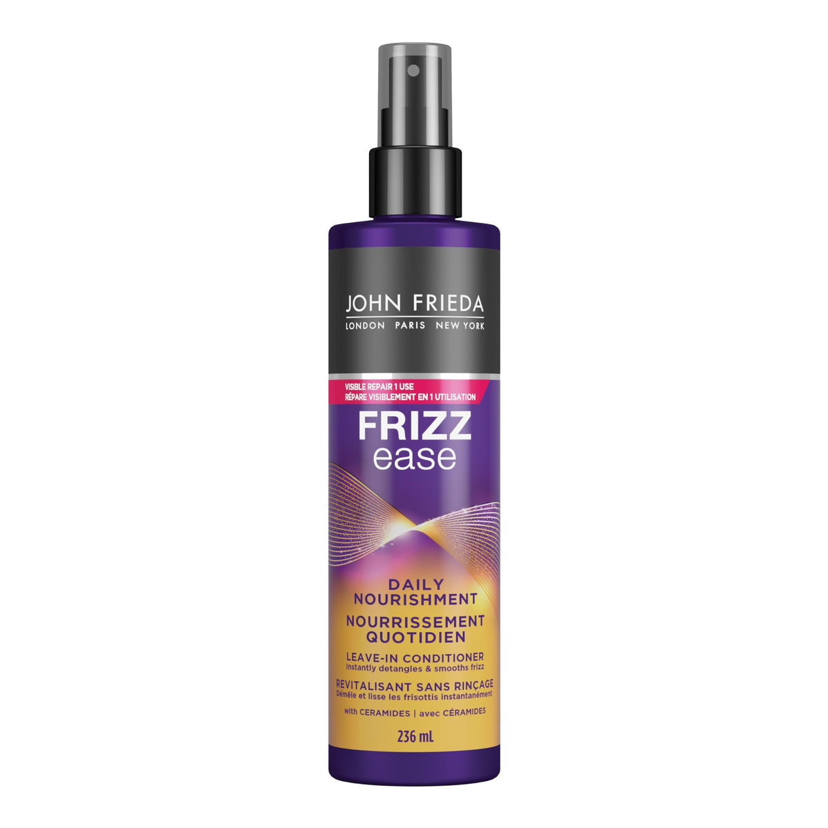 John Frieda Frizz Ease Daily Nourishment Leave-In Conditioner Spray for Dry, Damaged Hair (236 mL)