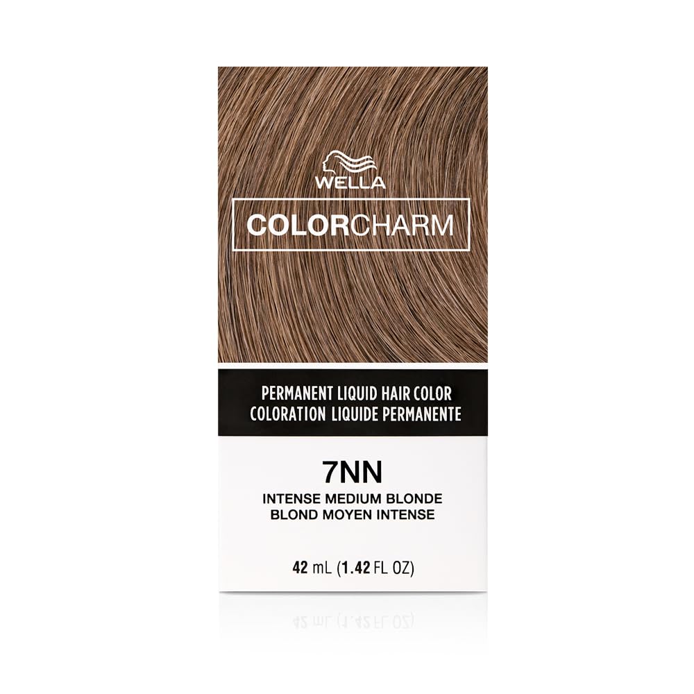 WELLA Color Charm Permanent Liquid Hair Color for Gray Coverage, 7NN Intense Med Blonde, 1.42 Fl Oz