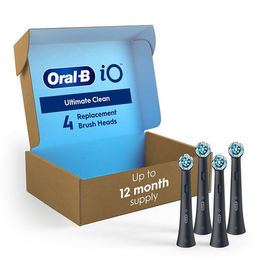 Oral-B iO Genuine Replacement Brush Heads, Ultimate Clean, Refills for Oral-B iO Series Electric Toothbrushes, Black, 4 Count