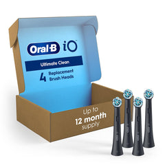 Oral-B iO Genuine Replacement Brush Heads, Ultimate Clean, Refills for Oral-B iO Series Electric Toothbrushes, Black, 4 Count