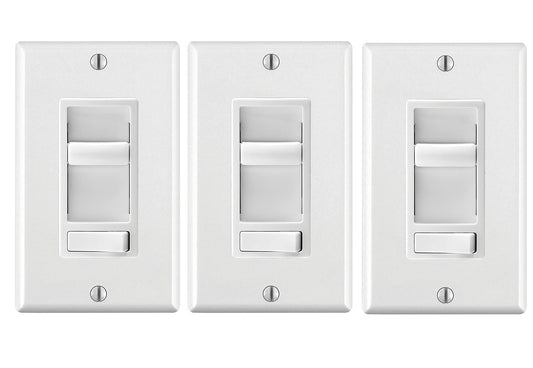 Leviton 3-Pack SureSlide Dimmer Switch for Dimmable LED, Halogen and Incandescent Bulbs, 6674-3PK, White