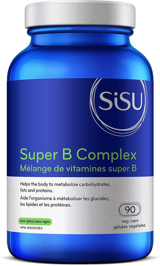 SISU Super B Complex, 90 Vegetable Caps - Complete B Complex Plus Choline and Inositol - Overall Health & Immune Support - Vegan, Non-GMO - Soy, Gluten & Dairy Free - 45 Servings (Pack of 1)
