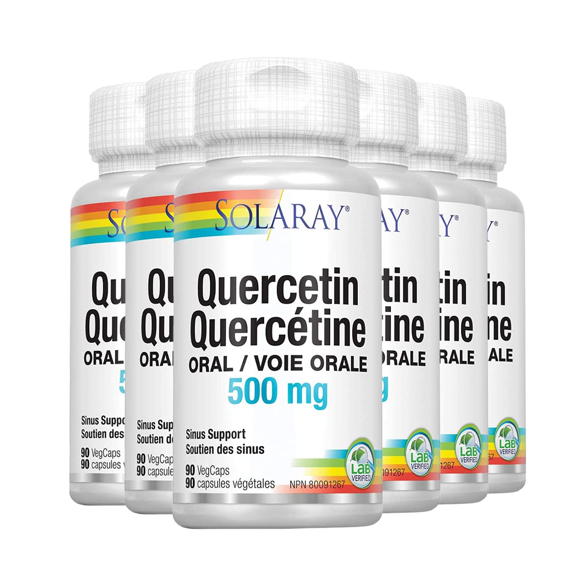 Solaray Quercetin 500mg | Support for Healthy Cells, Heart, Circulatory & Respiratory System | Bioflavonoids, Antioxidants, AMPK Activator | 90 Count | 6 - Pack