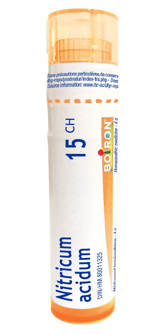 Boiron Nitricum acidum 15ch,Homeopathic medicine. Each tube contains 4 g (approximately 80 pellets)