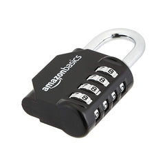 Amazon Basics 4-Digit Combination Padlock, Black, 2-Pack