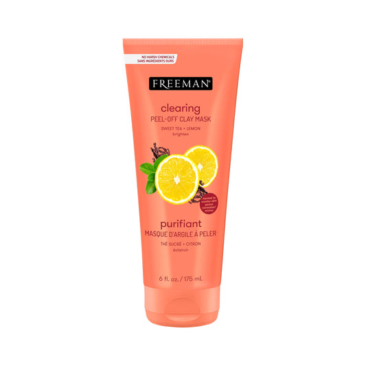 Freeman Sweet Tea & Lemon Peel-Off Clay Facial Mask, Skin Clearing, 1 Count, 6 fl oz/175 mL Tube