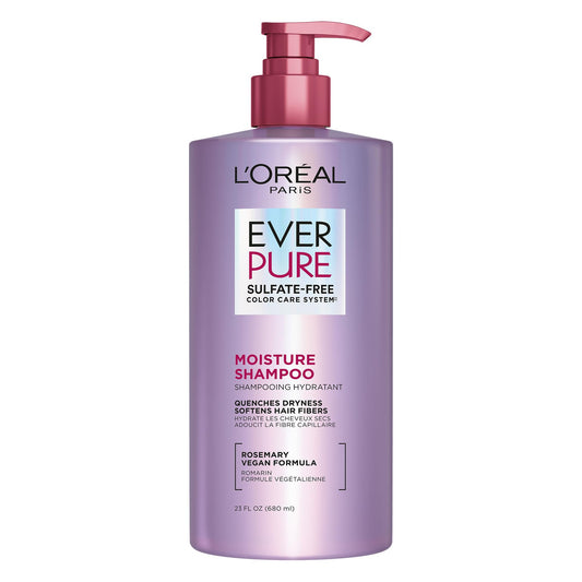 L'Oréal Paris EverPure Sulfate-Free Shampoo, Moisture Shampoo for Hydrating Dry, Colour-Treated Hair, Deeply Replenishes for Instant Hydration and Softness, With Rosemary, 680ml