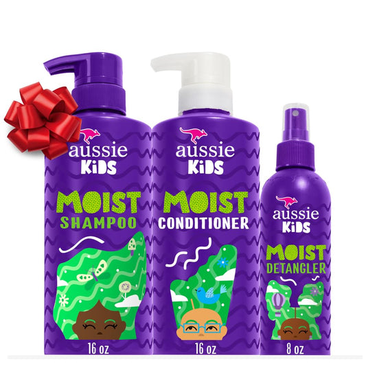Aussie Kids Moist Detangler Pack for Kids, Shampoo & Conditioner, 475 mL each + Detangler Spray, 236 mL
