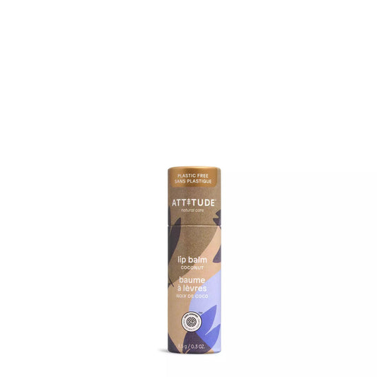 ATTITUDE Lip Balm, Made in Canada, Natural Origin, Nourishes & Protects, Shea Butter, Coconut & Castor Oils, EWG Verified, For Dry Lips, Men and Women, Vegan, Coconut, 8.5 g