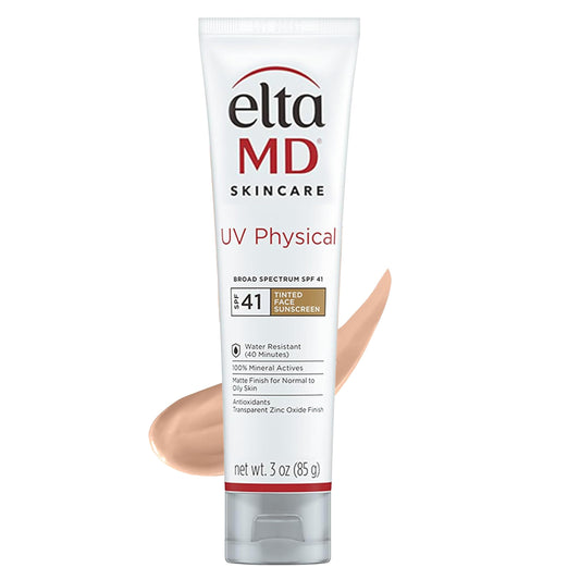 EltaMD UV Physical Tinted Mineral Sunscreen, Broad-Spectrum SPF 41, Chemical-Free Face Sunscreen for Sensitive Skin and Post-Procedure Skin, Non-Greasy, 3.0 oz